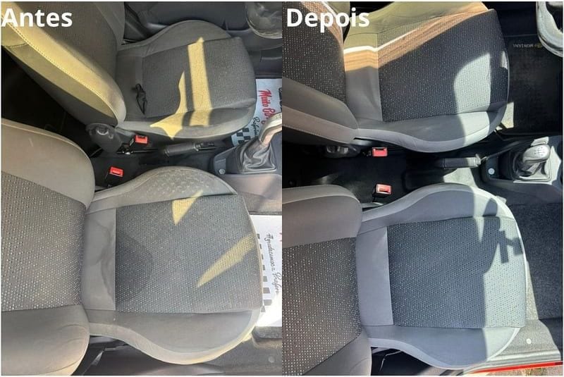 Bancos de carro antes e depois da higienização automotiva