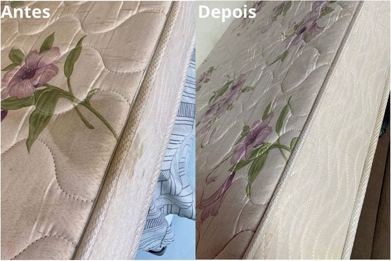 Colchão antes e depois da higienização antiácaro